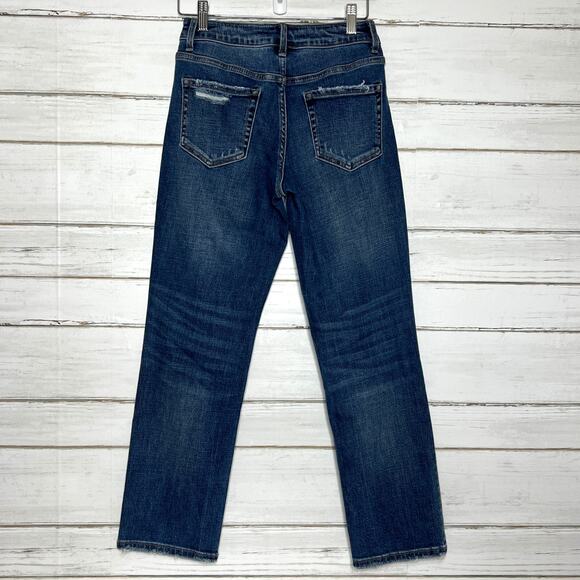 Flying Monkey Jeans Mid Rise Skinny Stretch Denim Blue Distressed Size 25 - Picture 2 of 10
